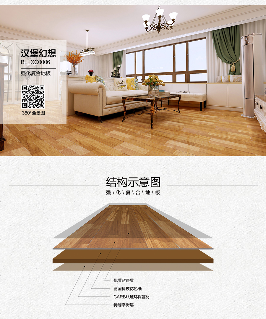 雅柏丽地板 强化复合地板 强化复合地板十大品牌 BL-XC0006汉堡幻想